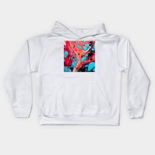 Vivid Vermilion and Turquoise Abstract Kids Hoodie